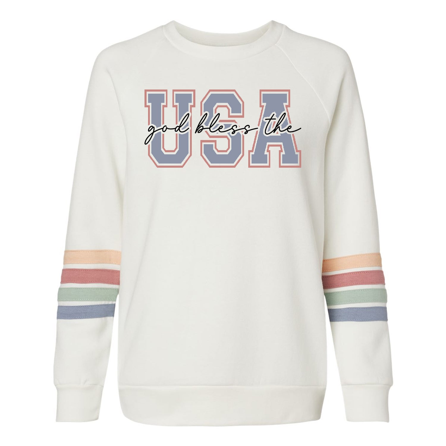 God Bless The USA Ladies Crewneck Sweatshirt